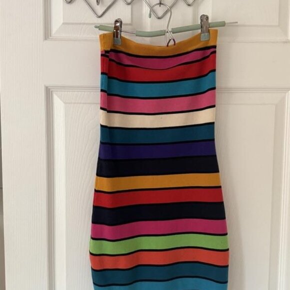 French Connection Strapless Bodycon Rainbow Dress - Picture 8 of 9